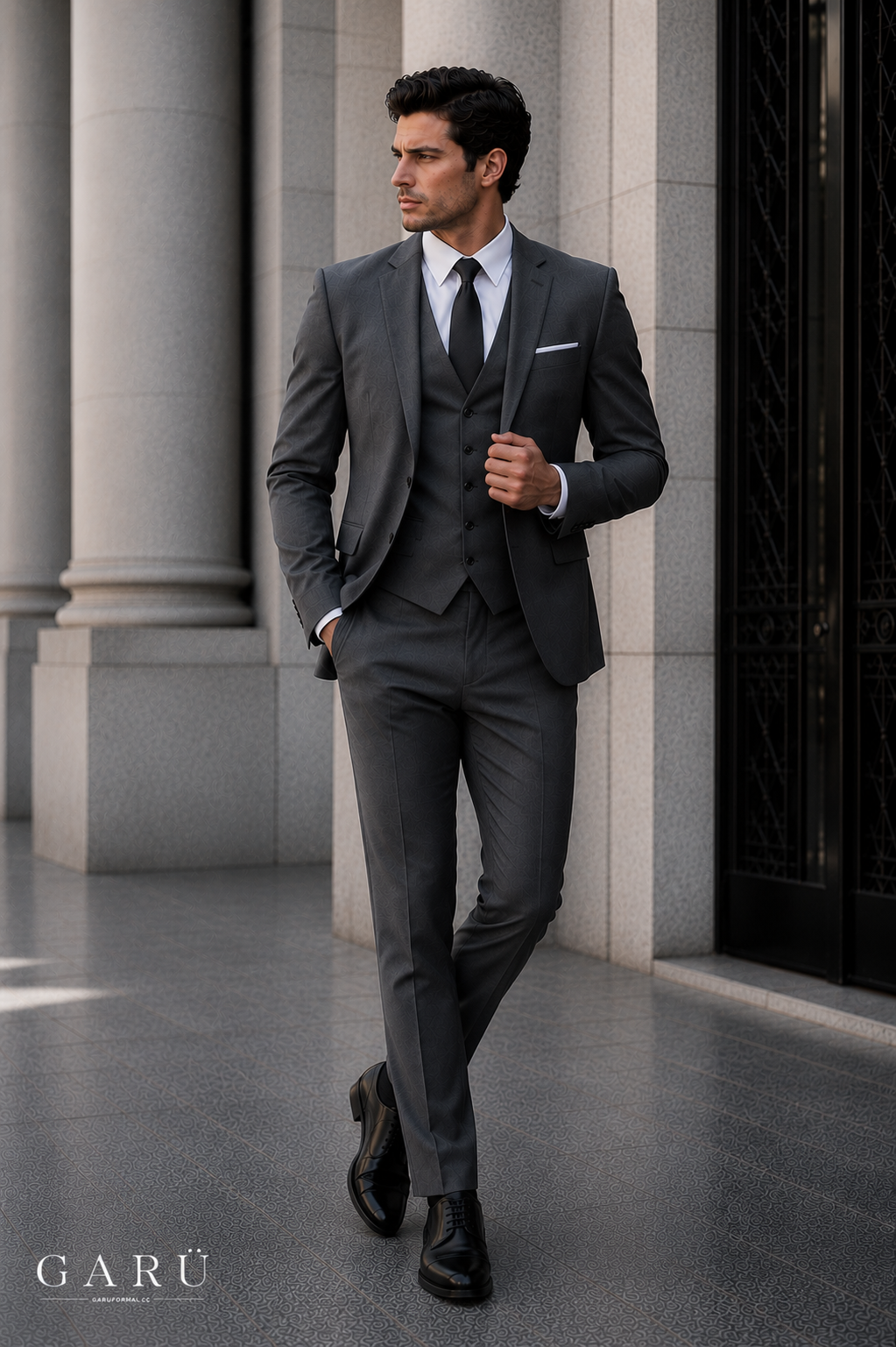 Traje Slim Fit Gris Grafito