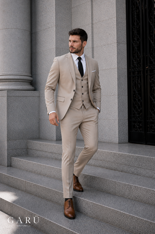 Traje Slim Fit Beige