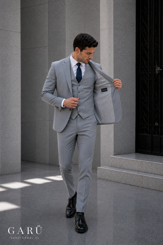 Traje Slim Fit Gris Claro