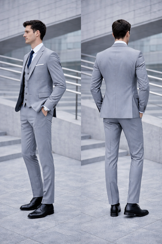 Traje Slim Fit Gris Claro