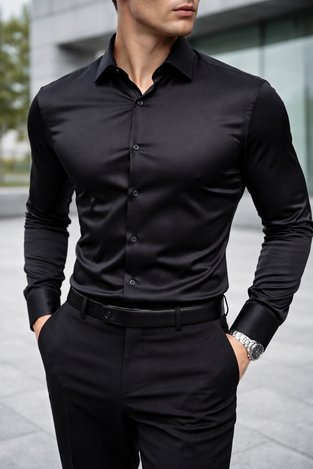 Camisa Negra Elasticada