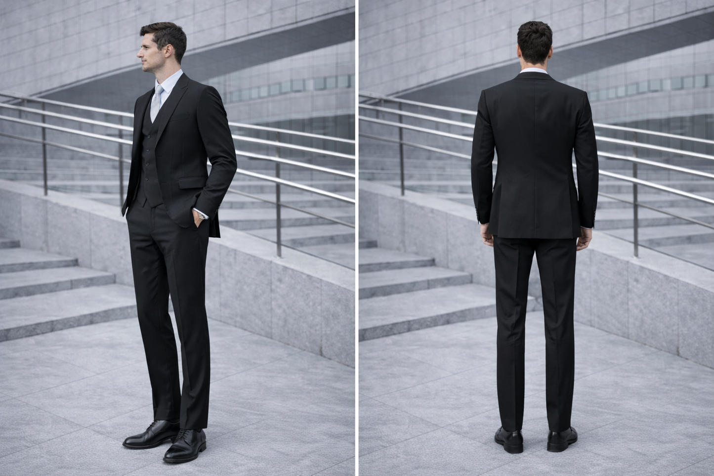 Traje Slim Fit Negro Gillet Cruzado