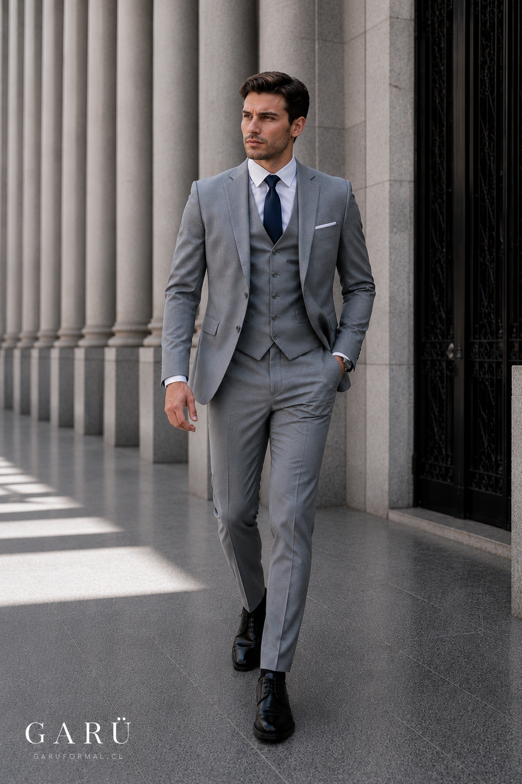 Traje Slim Fit Gris Claro