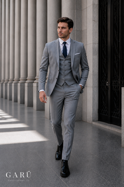 Traje Slim Fit Gris Claro