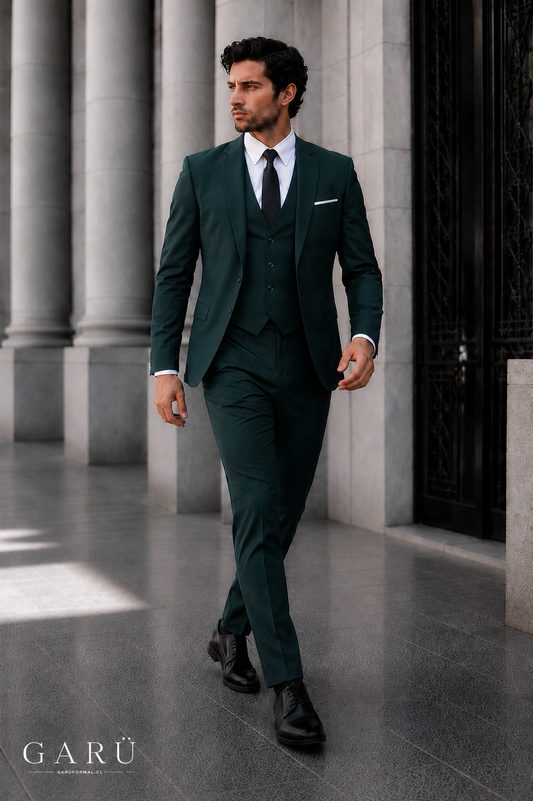 Traje Slim Fit Verde Oscuro