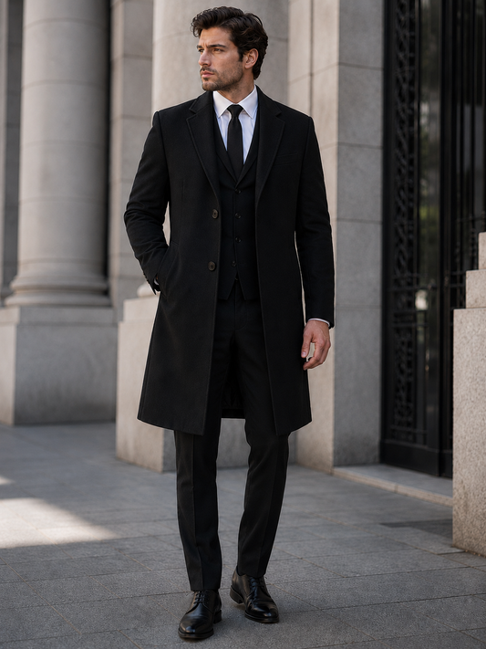 Abrigo Slim Fit Lana Negro