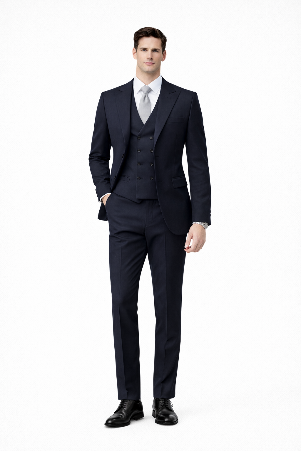 Traje Slim Fit Azul Marino Cruzado