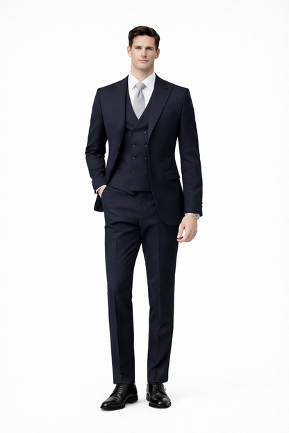 Traje Slim Fit Azul Marino Cruzado