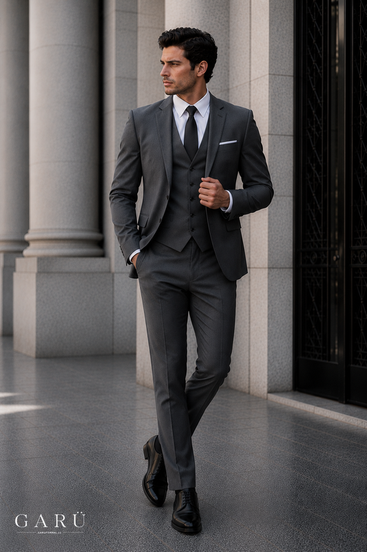 Traje Slim Fit Gris Grafito