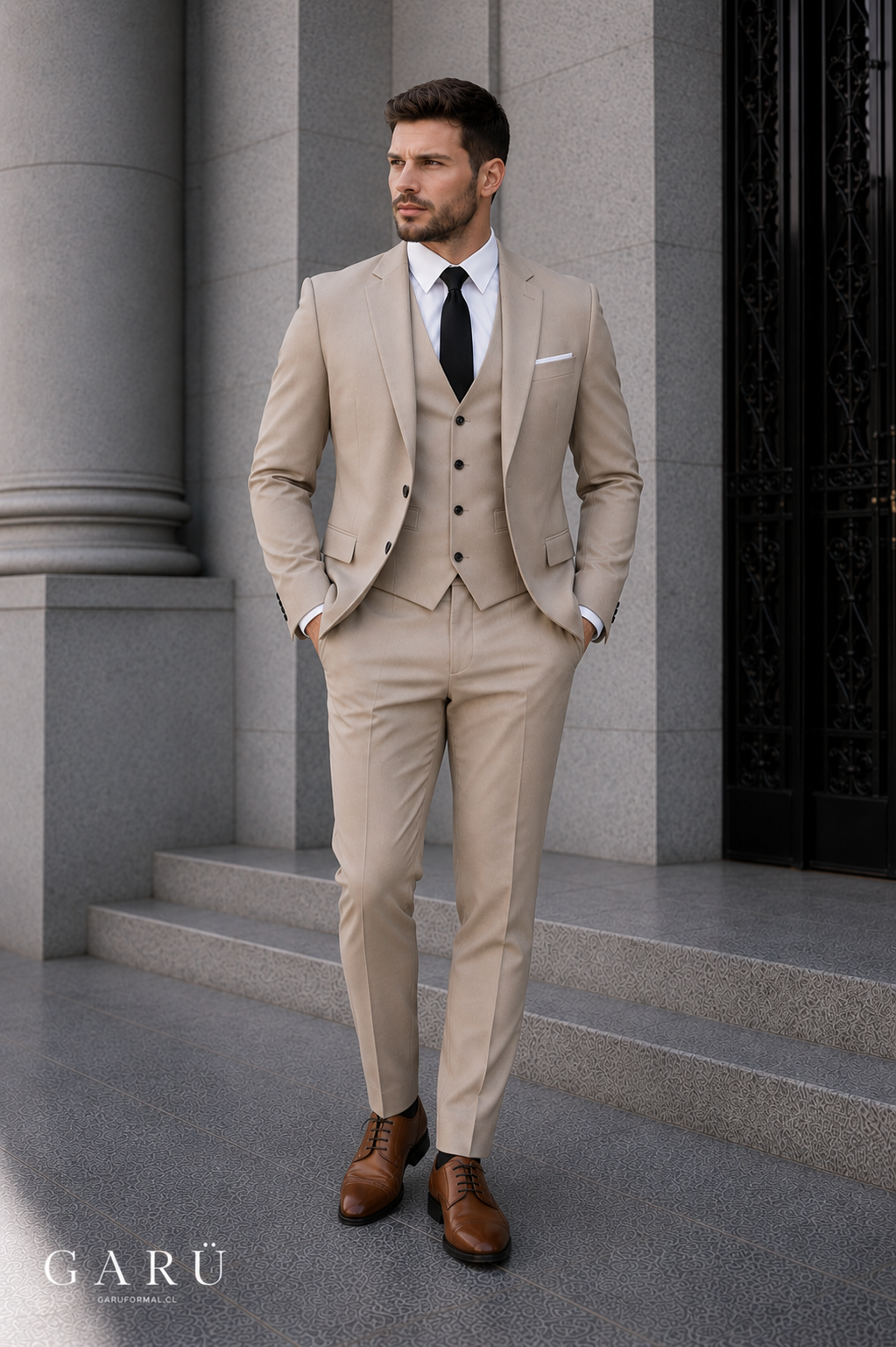 Traje Slim Fit Beige