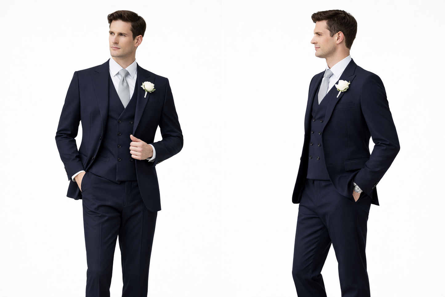 Traje Slim Fit Azul Marino Cruzado