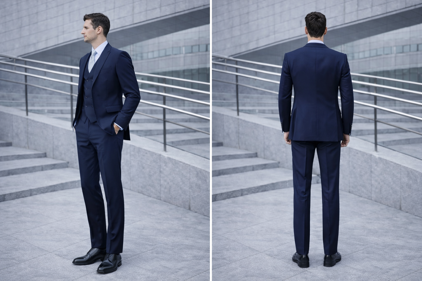 Traje Slim Fit Azul Marino Gillet Cruzado