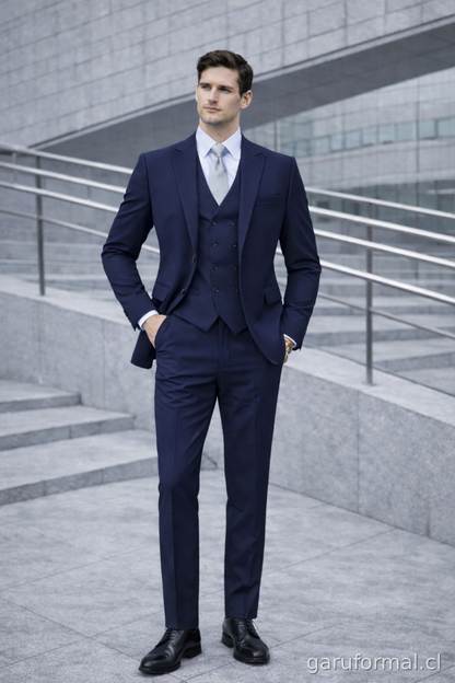 Traje Slim Fit Azul Marino Gillet Cruzado