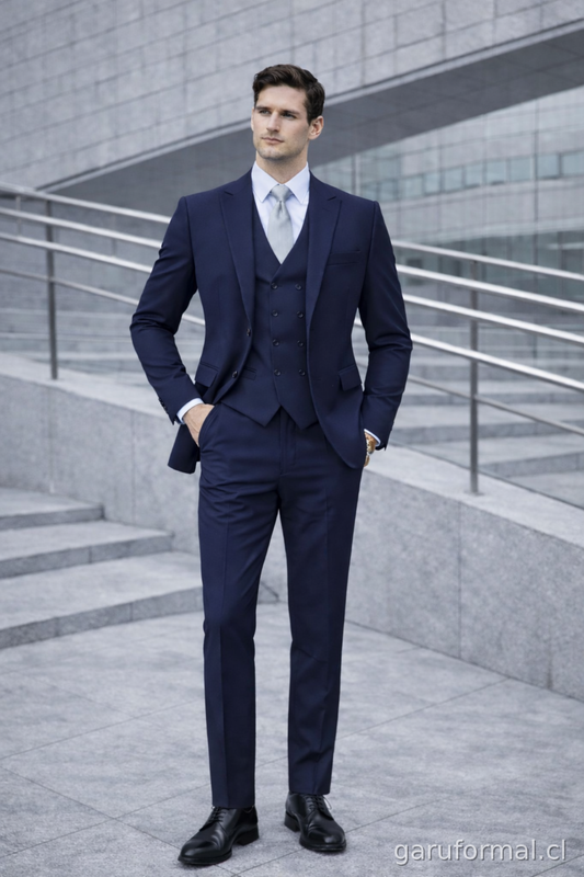 Traje Slim Fit Azul Marino Gillet Cruzado