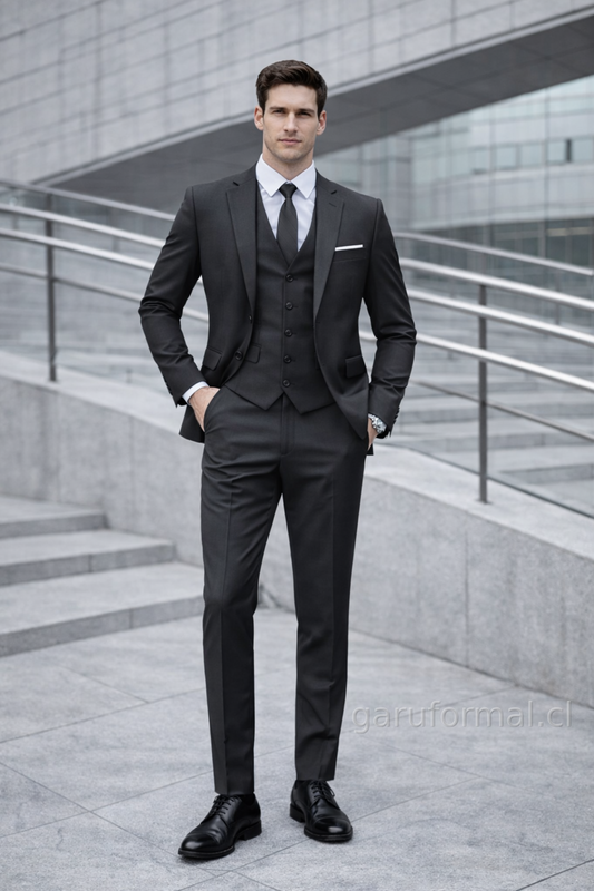 Traje Slim Fit Gris Grafito