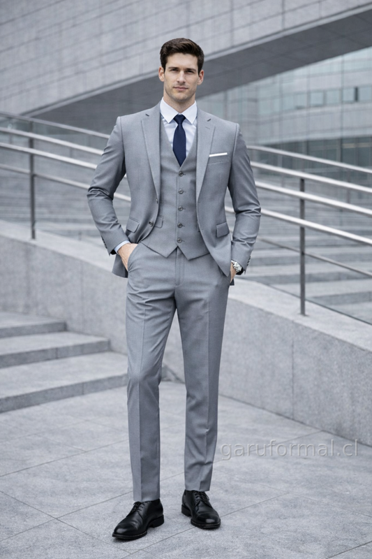 Traje Slim Fit Gris Claro
